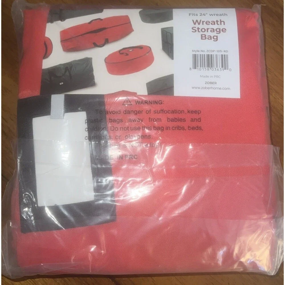 Set Of 2 Christmas Wreath Storage Bags w/ Handle Fits 24” Wreath